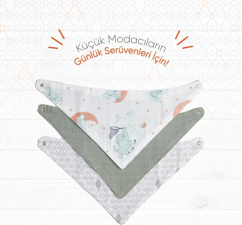 Gezenbebe Hero 3-Piece Baby-Kid Scarf Bib Set Elephant