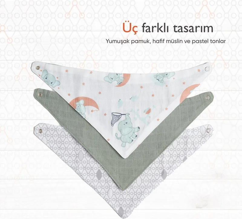 Gezenbebe Hero 3-Piece Baby-Kid Scarf Bib Set Elephant