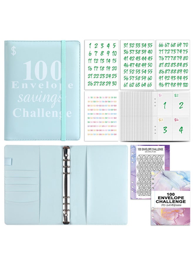 HONGYANG Envelopechallenge Loose-leaf Notebook 100 Days Money Saving Book Challenge Cash Saving Book - Image 1