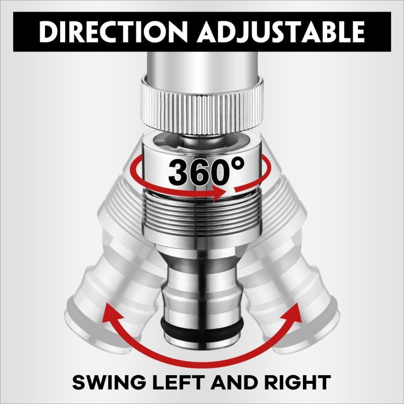 Sink Faucet Connector 55/64"-27 & 15/16"-27 Threads Rust-resistant Chrome-plated Brass - Tool-free Quick Connect Faucet Adapter for Kitchen Bathroom Laundry Room Garden Portable Washer Pet Bathing - Image 3