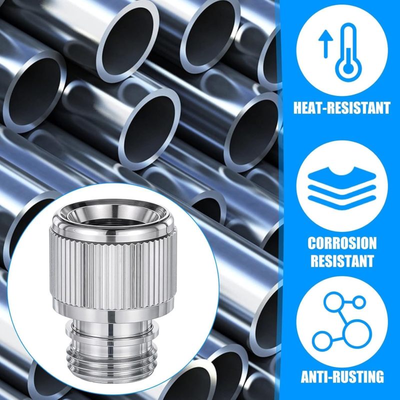 Sink Faucet Connector 55/64"-27 & 15/16"-27 Threads Rust-resistant Chrome-plated Brass - Tool-free Quick Connect Faucet Adapter for Kitchen Bathroom Laundry Room Garden Portable Washer Pet Bathing - Image 5