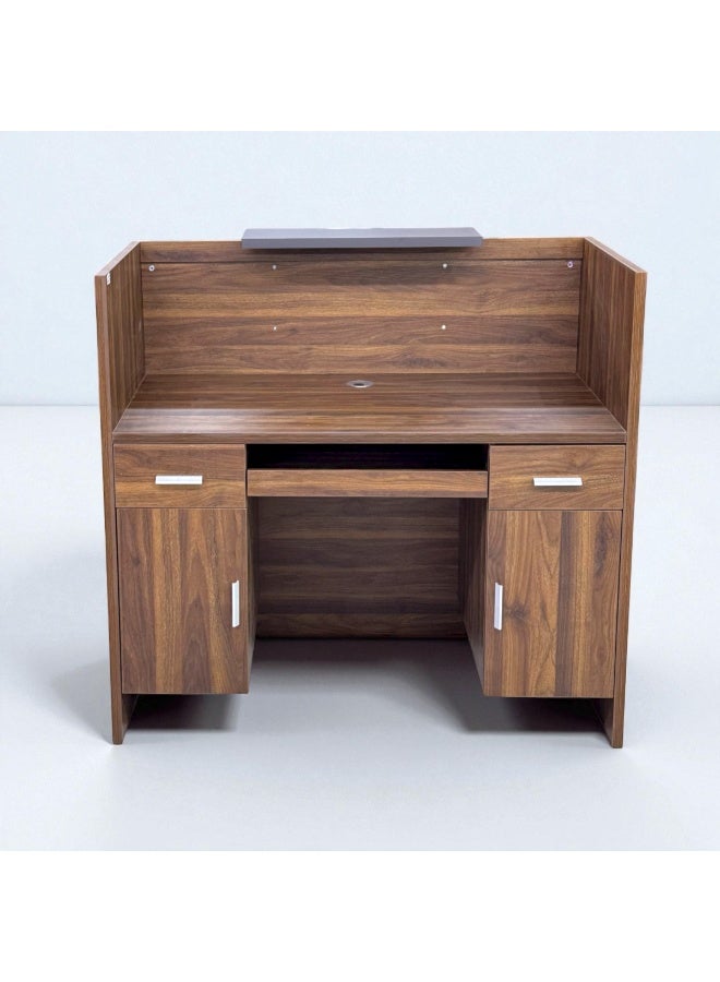 أثاث ماف مكتب استقبال عصري من محمد عظيم للأثاث، مكتب أمامي من خشب الجوز مع درج وخزانة، أثاث تجاري عالي الجودة، MAF-1402-120CM - Image 2