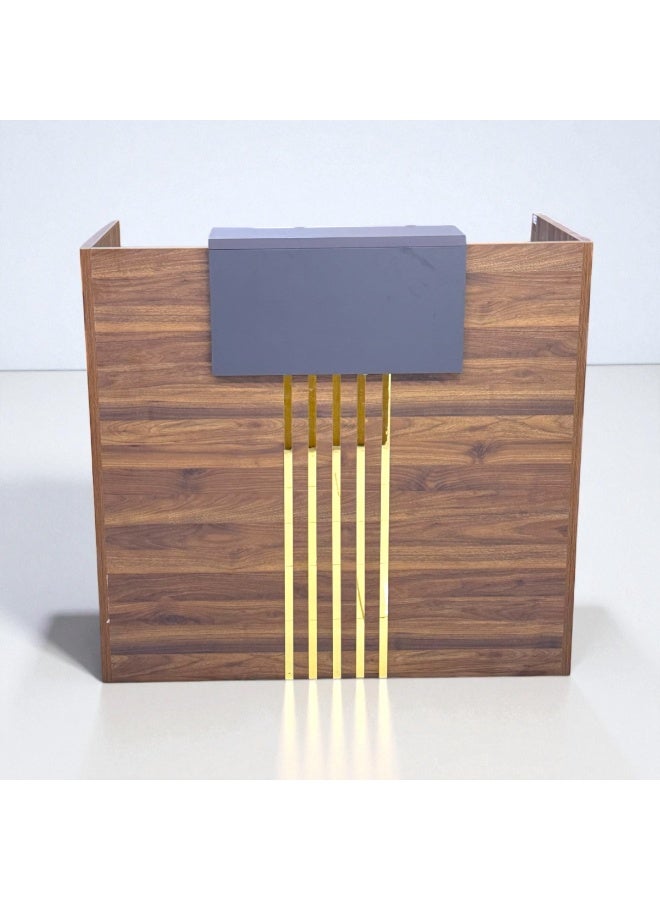 أثاث ماف مكتب استقبال عصري من محمد عظيم للأثاث، مكتب أمامي من خشب الجوز مع درج وخزانة، أثاث تجاري عالي الجودة، MAF-1402-120CM - Image 1