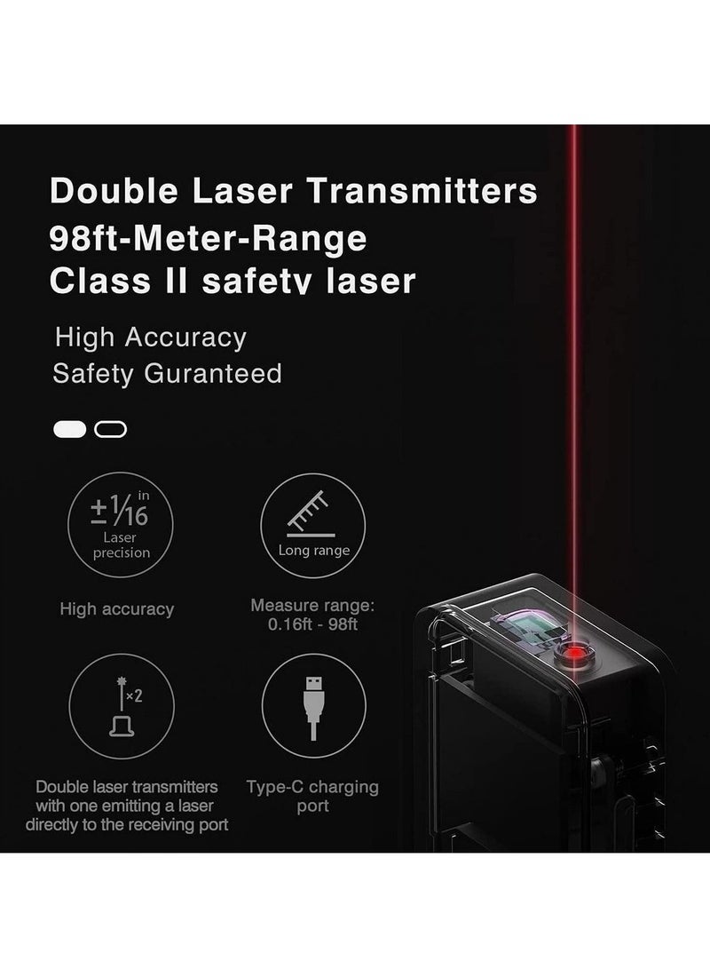 Generic Laser Tape Measure With Bluetooth 98ft Digital Tape Measure ±1/16-inch Accuracy 2 Modes Of The Measurement Switchable Units M/Ft Type-C Charging  - Image 5