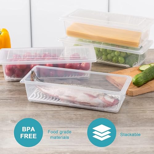 GLAVISH Fridge Storage Boxes, Freezer Organizer Keeps Fruits, Vegetables, Meat, Fish Fresh Longer, BPA-Free, Stackable, Plastic Containers for Kitchen Organization (1500Ml 6 Piece) - Image 3