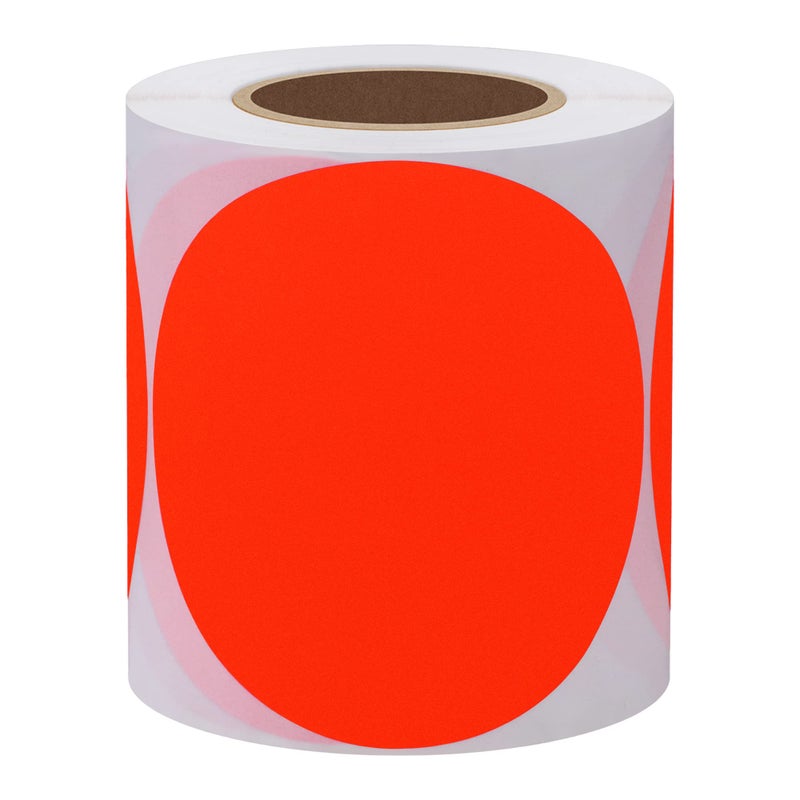 Hybsk Round Color Coding Circle Dots Labels Warehouse Inventory Organizer Stickers (3 inch, Fluorescent Red) - Image 2