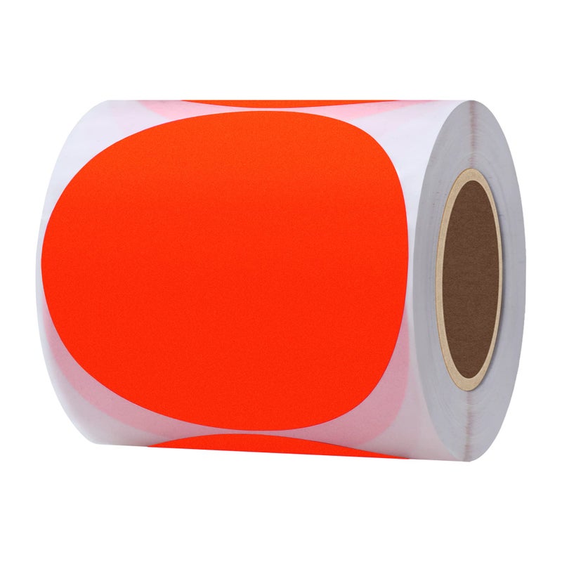 Hybsk Round Color Coding Circle Dots Labels Warehouse Inventory Organizer Stickers (3 inch, Fluorescent Red) - Image 1