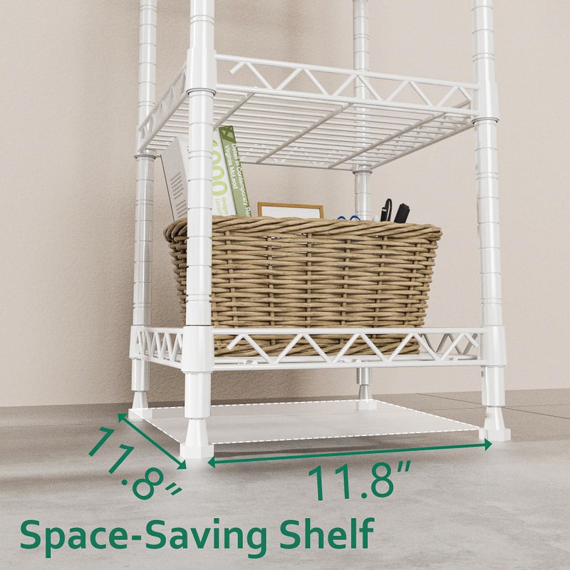 GIOTORENT 5 Tier Standing Shelving Metal Units, Adjustable Height Wire Shelf Display Rack for Laundry Bathroom Kitchen 11.8 W x 11.8 D x 50 H (5-Tier, White) - Image 2