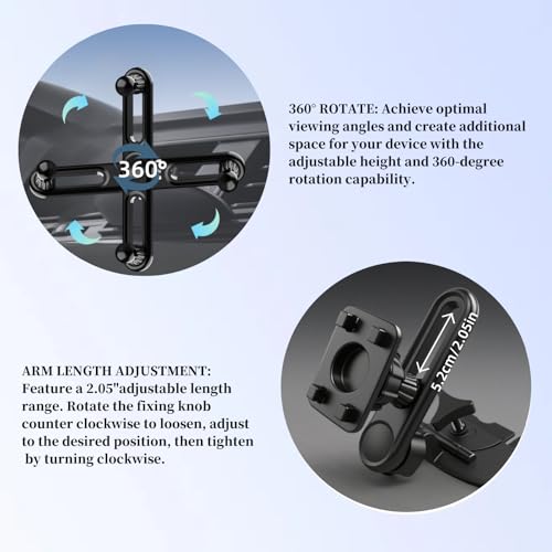 Epronic Extended CD Slot Mount for CarPlay Screen Adjustable Arm and 360° Rotating Universal Head 17mm Compatible with in-Car Monitors CD Slot CarPlay Mount - Image 3