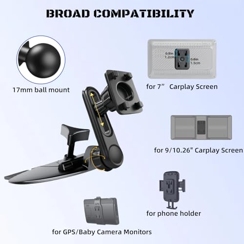 Epronic Extended CD Slot Mount for CarPlay Screen Adjustable Arm and 360° Rotating Universal Head 17mm Compatible with in-Car Monitors CD Slot CarPlay Mount - Image 2