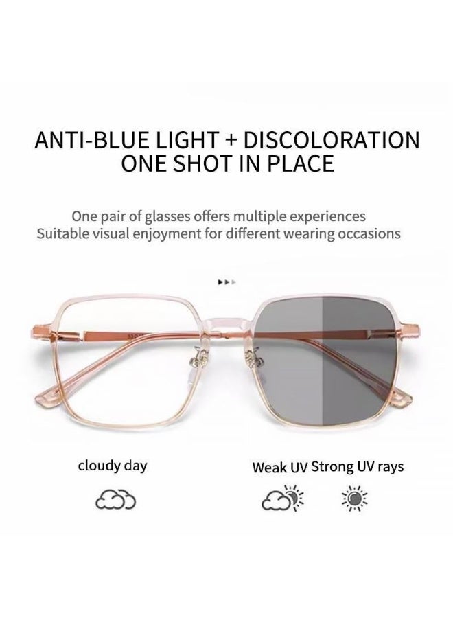 Unisex Square Photochromic Blue Light Blocking Glasses with UV Protection - Image 3