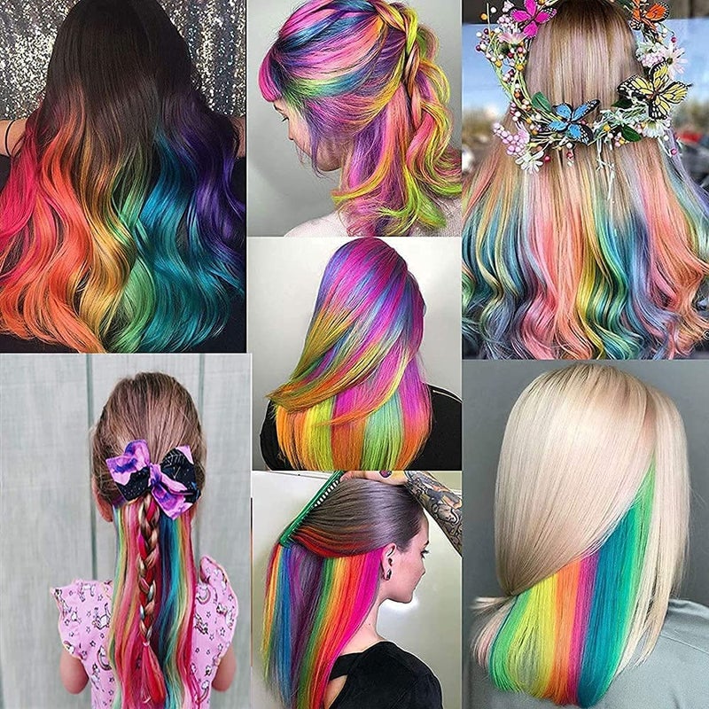 WHISKET Clip in Hair Extensions Colored Hair Extensions Party Highlights Long Straight Synthetic Hairpieces for Women Kids Girls PACK OF 10 - Image 4