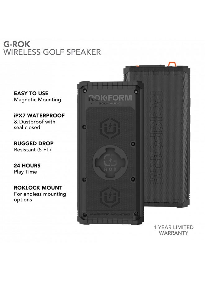 Rokform - Rokform G-ROK Wireless Golf Speaker, Portable Magnetic, IPX7 Waterproof, Shockproof & Dustproof, Loud & Clear Sound, 24 Hour Battery, Rugged Outdoor Golf Cart Speaker (Black) - Image 1