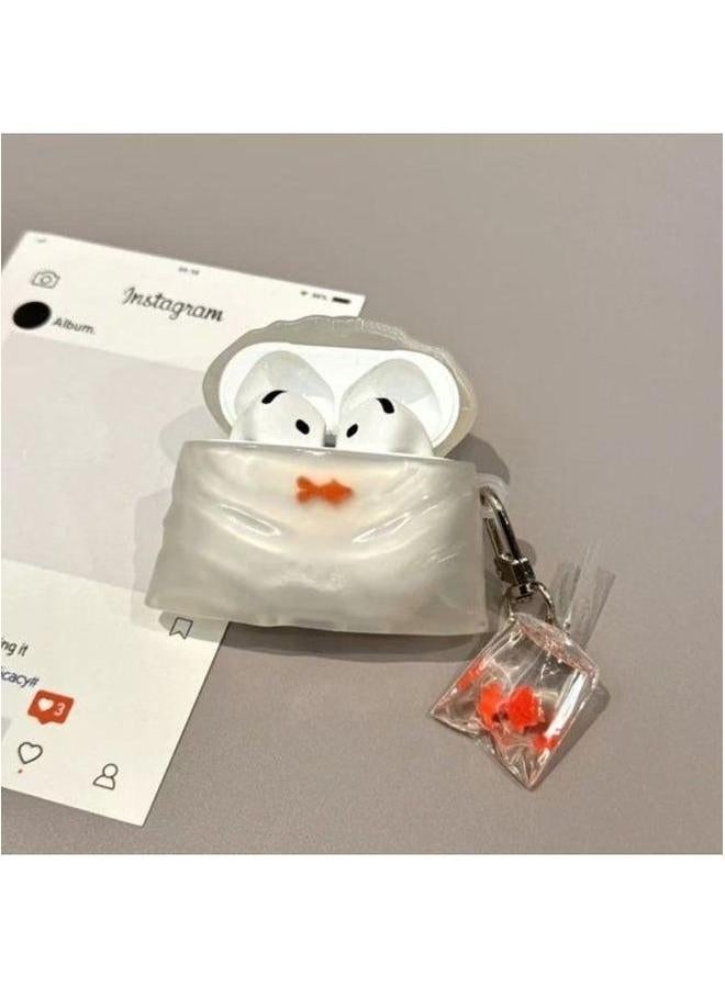 Koi Fish Headset Protective Cover For AirPodsPro2 4 Generation Apple 3 Cartoon Cute Soft Shell Trendy-Color:Snow House With Pendant-Applicable Models:Airpods 4th - Image 4