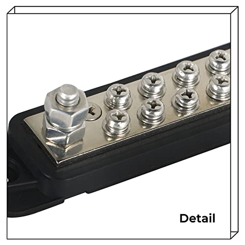 YSMN Busbar Bus Bar Power Distribution Block with Cover 12V 180A 12 Points DC Black Red Pair - Image 2
