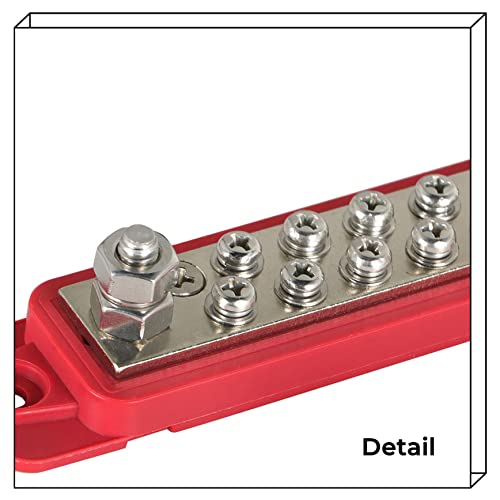 YSMN Busbar Bus Bar Power Distribution Block with Cover 12V 180A 12 Points DC Black Red Pair - Image 5