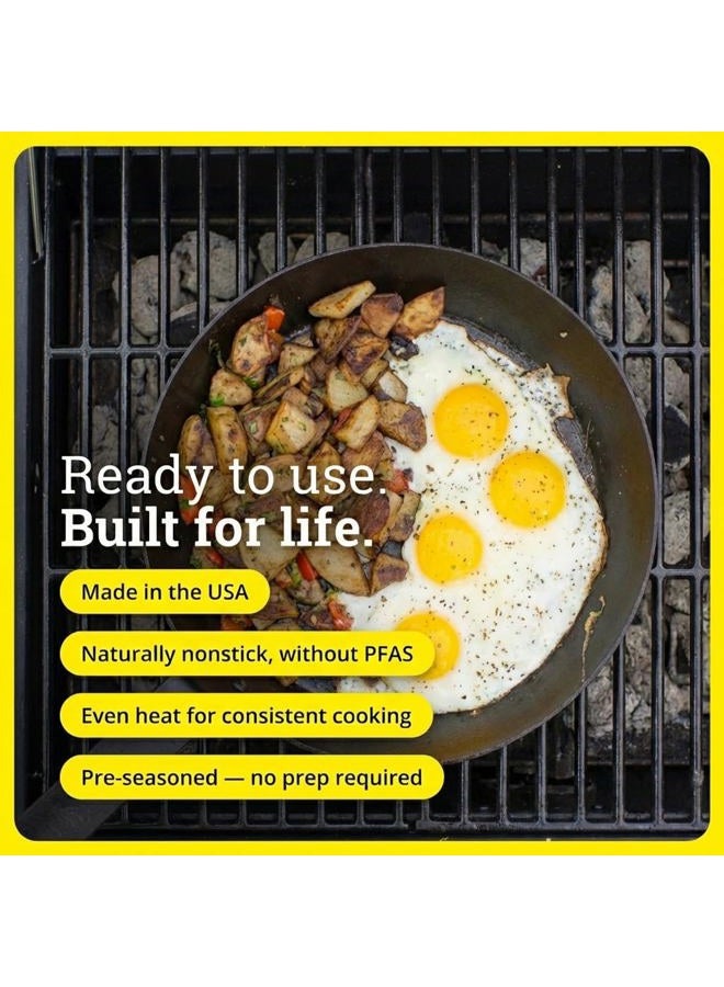 Lodge Carbon Steel Skillet, Pre-Seasoned, 12-Inch - Image 2
