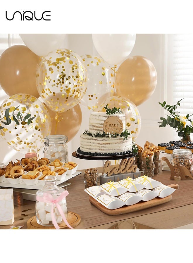 Unique 20 Pcs Thank You Pillow Boxes - 3.5x2.6x1 Inch Small Wedding Favor Pillow Gift Boxes - Thank You Candy Favor Treat Bag for Wedding Bridal Shower Baby Shower Birthday Party - Send Gold Ribbon (White/Gold) - Image 5