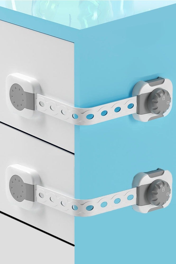 ABJ 8-Pack Baby Safety Cabinet Locks – Adjustable Childproof Latches with Strong Double Button System – Easy for Adults, Secure for Babies – for Drawers, Doors, Fridge - Image 2