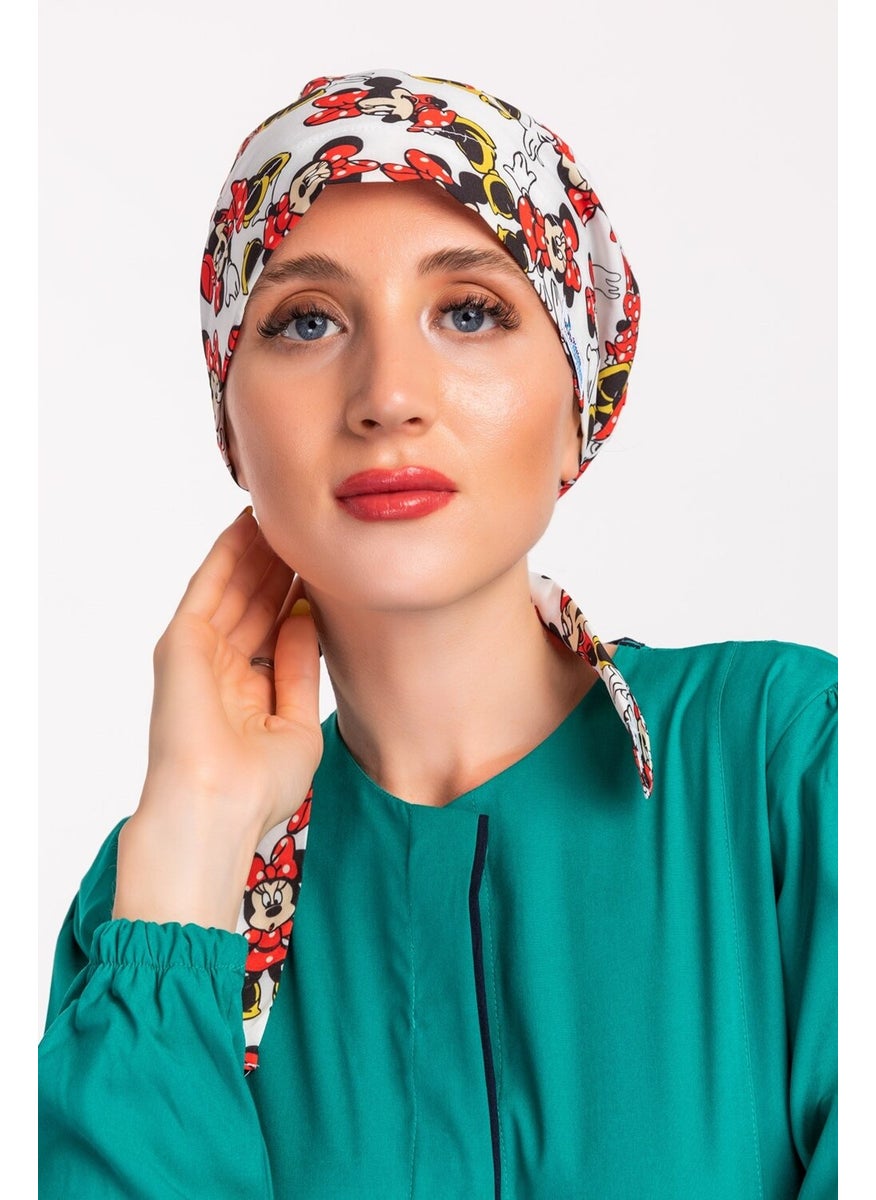 Nur Medikal Giyim Nur Medical Clothing White Minnie Mouse Nurse Doctor Hijab Bonnet  - Image 1
