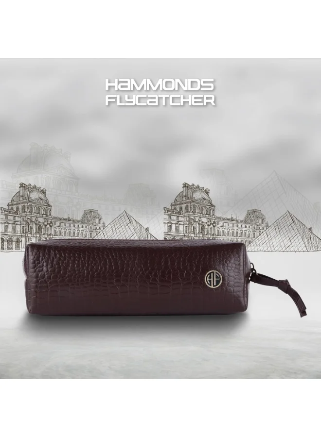 HAMMONDS FLYCATCHER Leather Utility Pouch - Multi-Use Genuine Leather Pencil Case, Cosmetic, Stationery, Coin & Makeup Brush Pouch for Women & Men - School & Office Organizer