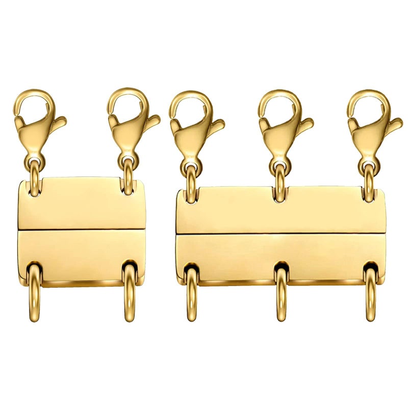 OHINGLT Layered Necklace Clasp Magnetic 18K Gold and Silver Necklace Separator for Layering, Multiple Necklace Clasps and Closures for Women - Image 1