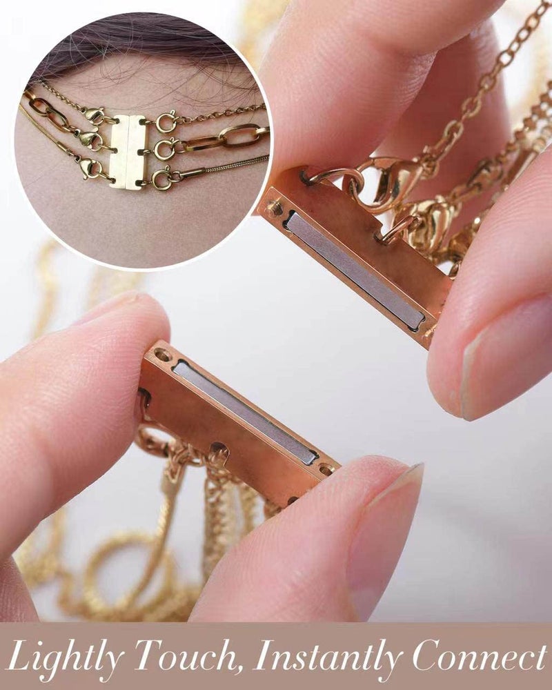 OHINGLT Layered Necklace Clasp Magnetic 18K Gold and Silver Necklace Separator for Layering, Multiple Necklace Clasps and Closures for Women - Image 5