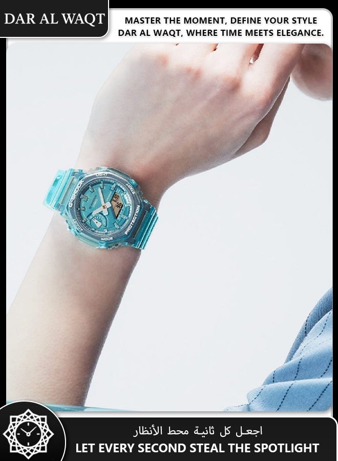 كاسيو ساعة كاسيو جي شوك GMA-S2100SK-2A المعدنية القزحية الرفيعة - تشطيب مستقطب أزرق/وردي، شاشة رقمية وعقارب، هيكل كربوني واقي - Image 2