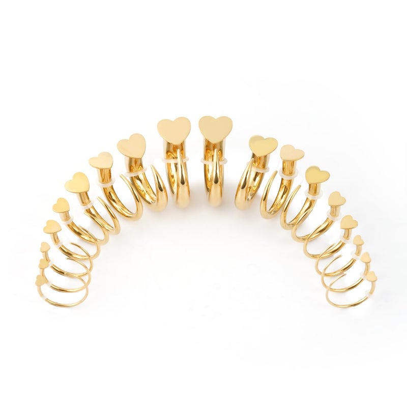 TBOSEN 18PCS Stainless Steel Stretching Kit Taper Bend Expander O-Ring Round | Flower | Heart | Cat Top Body Piercing Jewelry Set - Image 1