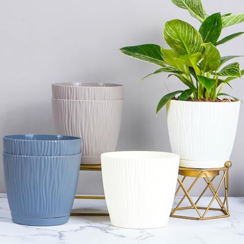 Nurturing Green® Set of 6 Self Watering Flower Pots for Home Decor | Planters for Home Decor Indoor & Outdoor | Flower Pots for Garden (Color: Assorted, Size:14cm x 12.5cm Each) - Image 1
