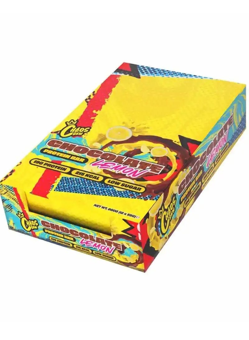 CHAOS CREW, PROTEIN BAR, CHOCOLATE LEMON,55G PACK OF 12 - Image 1