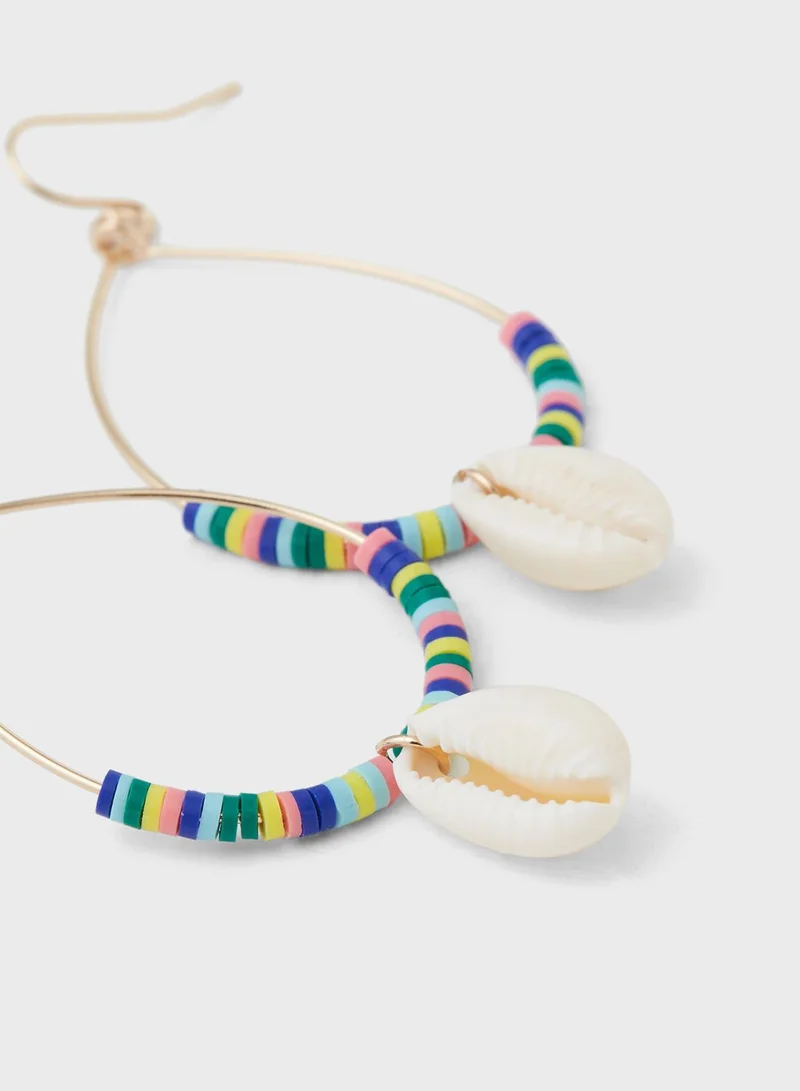 American Eagle Bead And Shell Drop Earrings
