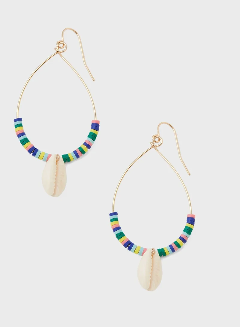 American Eagle Bead And Shell Drop Earrings