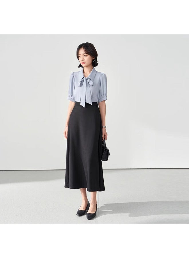 Lady Bird Miss Bird Black A-line Long Skirt Women's Formal Wear Umbrella Skirt Professional Pee Commuting Half Skirt Interview Skirt Suit Half Skirt - Image 1