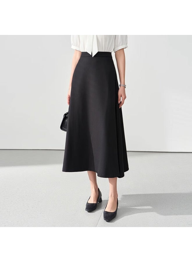 Lady Bird Miss Bird Black A-line Long Skirt Women's Formal Wear Umbrella Skirt Professional Pee Commuting Half Skirt Interview Skirt Suit Half Skirt - Image 5