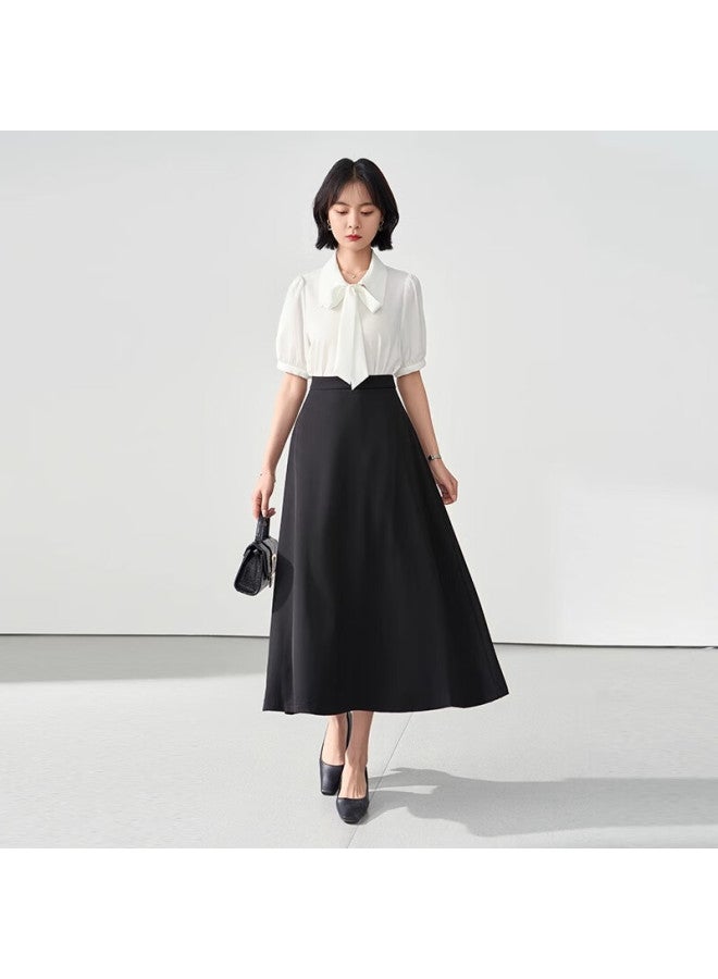 Lady Bird Miss Bird Black A-line Long Skirt Women's Formal Wear Umbrella Skirt Professional Pee Commuting Half Skirt Interview Skirt Suit Half Skirt - Image 3