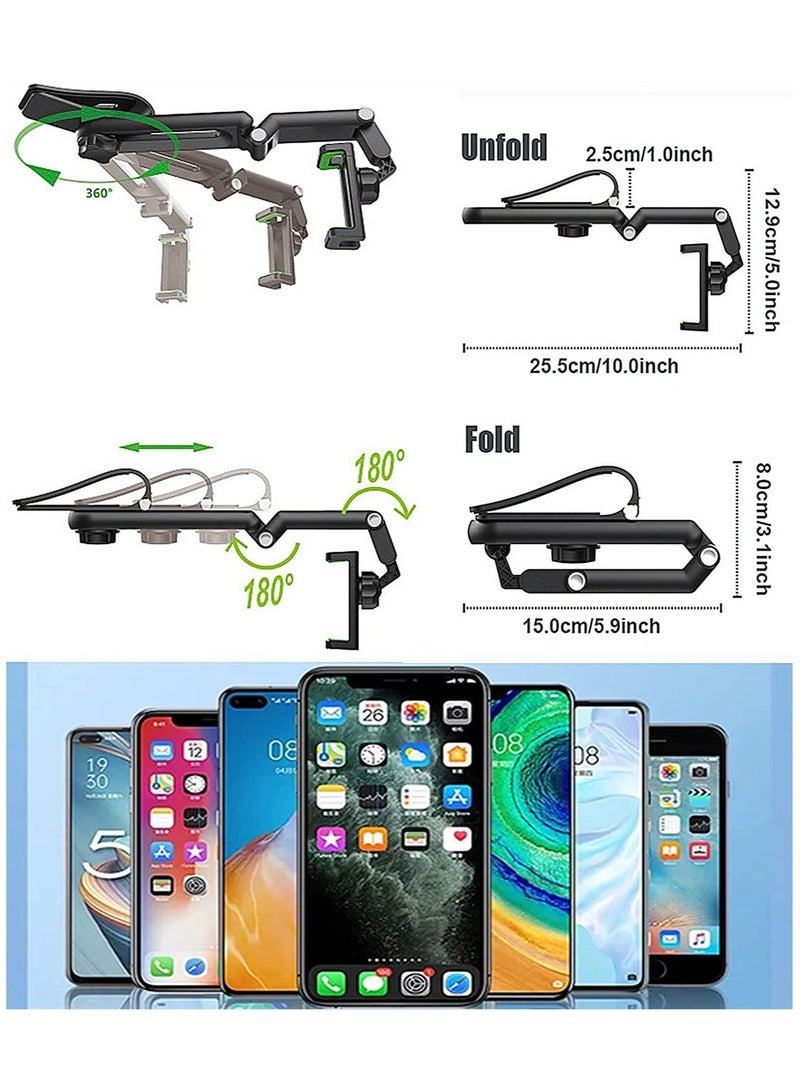 Car Phone Holder Mount Multifunctional Cell Phone Stand HIYITKS Universal Adjustable Arm Cradles Car Holder Mount Phone Car Clip Mount for Sun Visor Rearview Mirror Steering Wheel - Image 5