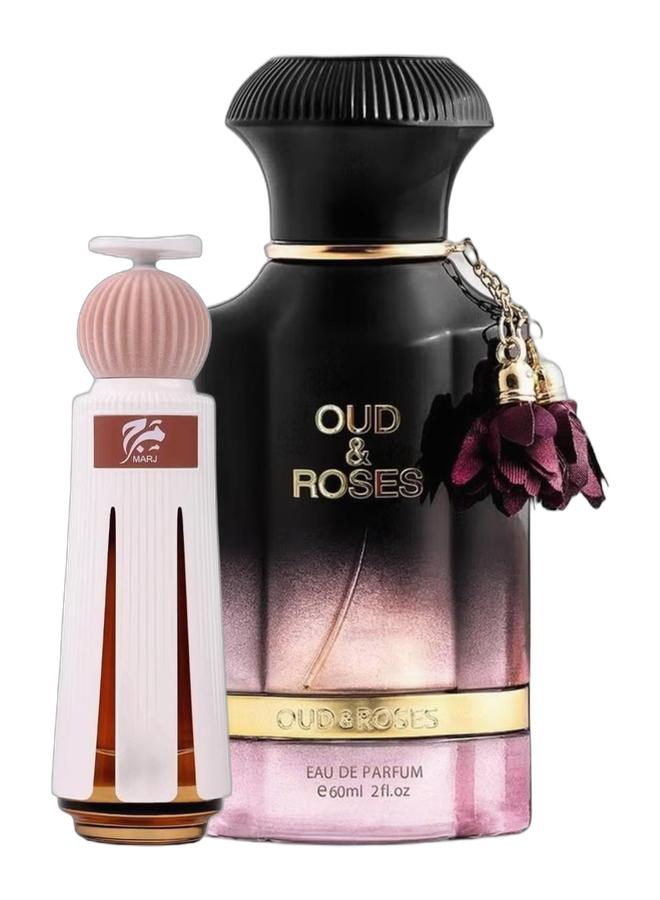 Ahmed Al Maghribi Marj 60ml Extrait de parfum & Oud and Roses Perfume EDP 60 ML Bundle - Image 1