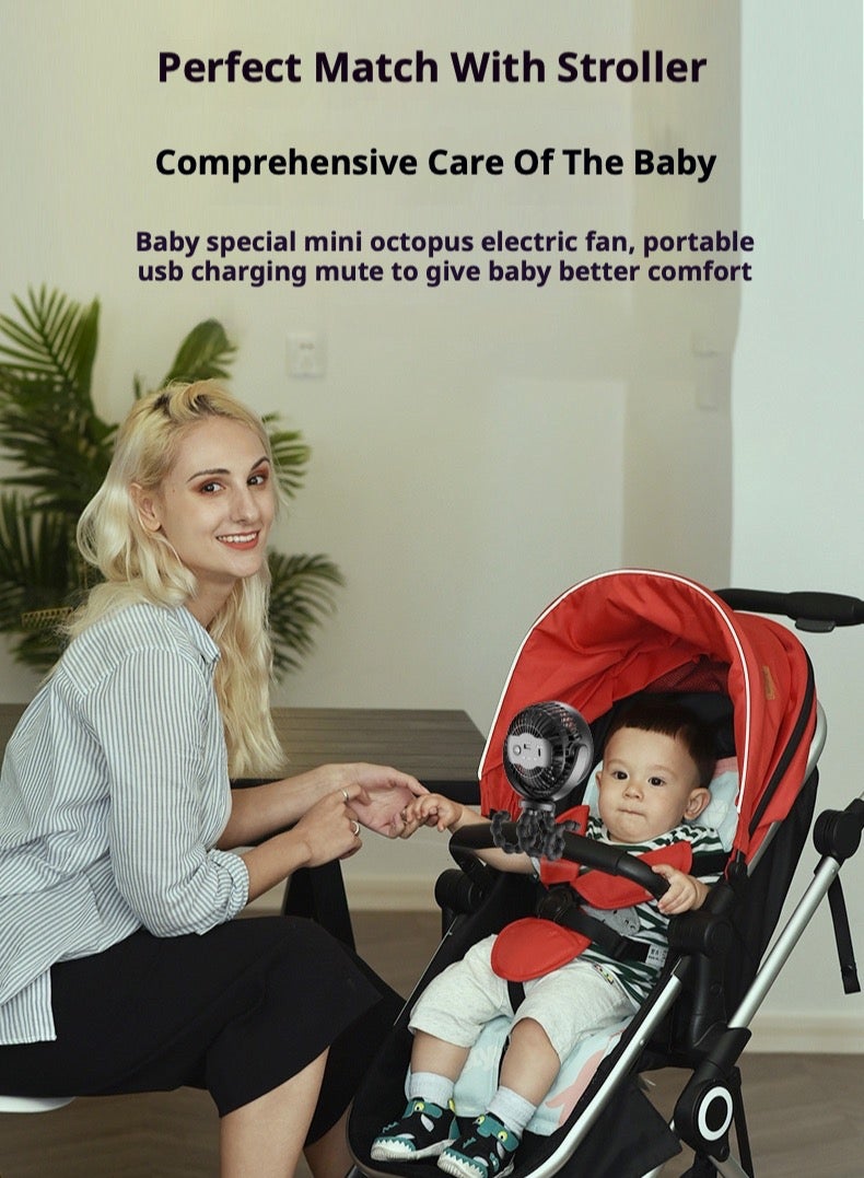مروحة مشبك للعربات - ٣ سرعات محمولة، تشغيل ٤٠ ساعة، صامتة بغطاء شبكي لأمان الأطفال - شحن USB لرحلات الأطفال والأنشطة الخارجية - Image 5