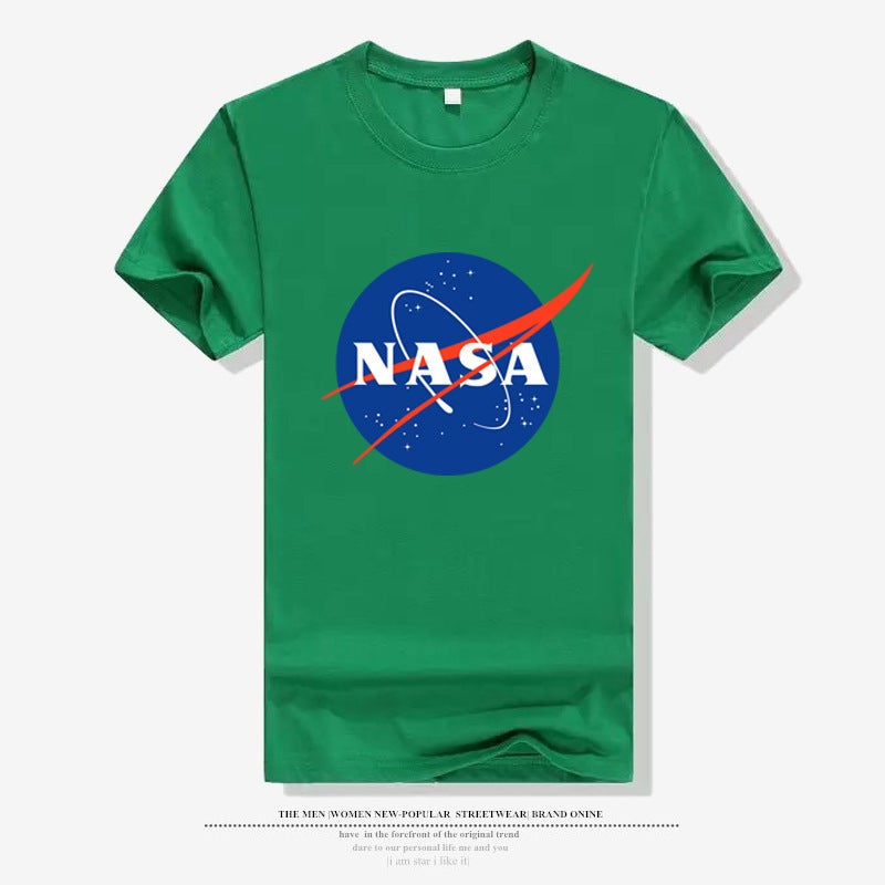American Astronaut Nasa Galaxy Earth Print T-Shirt Cotton Crewneck Half Sleeve Shirt Couple Sports Top - Image 1