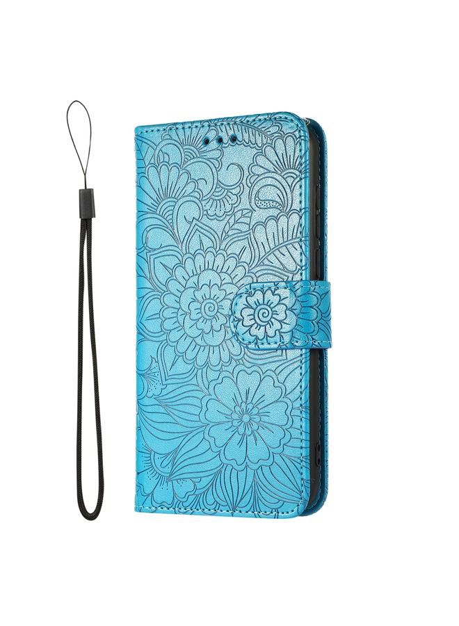 اس-توب جراب لهاتف Huawei Y5p، جراب جلدي قلاب أفقي منقوش عليه نقشة عباد الشمس مع حامل وفتحات للبطاقات ومحفظة وحبل تعليق - Image 2