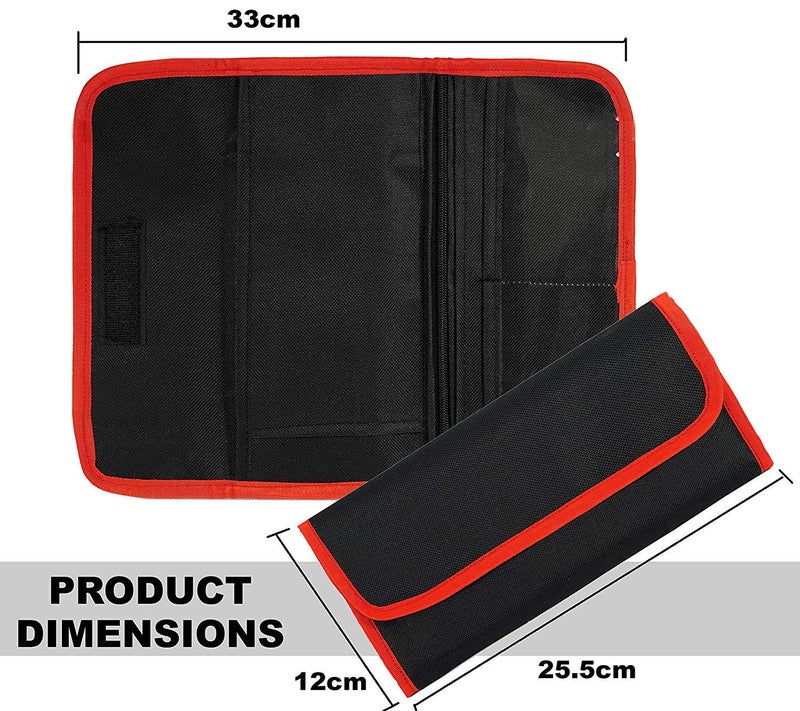DAHSHA Nylon Two Wheeler/Car Document Holder, Vehicle Document Professional Storage Wallet For Registration & Insurance Card, Driving Licence, Rc Book, Puc (Red/Black-25.5 X 12 Cm) - Image 2