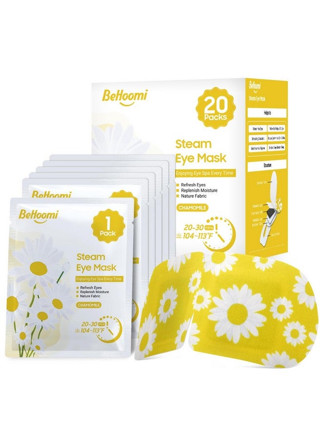 BeHoomi Steam Eye Mask 20 Packs Chamomile Heated Eye Mask Disposable Eye Masks Self Heating Moist Heat Warm Compress For Eyes Sleep Mask Stocking Stuffers  - Image 1