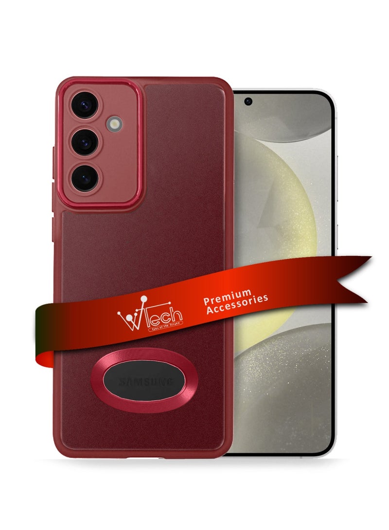Wtech Soft Silicone Hybrid Translucent Slim Stylish Luxury Electroplated Camera Border Stand Case Cover For Samsung Galaxy S24+ / S24 Plus 5G 2024 Red - Image 1