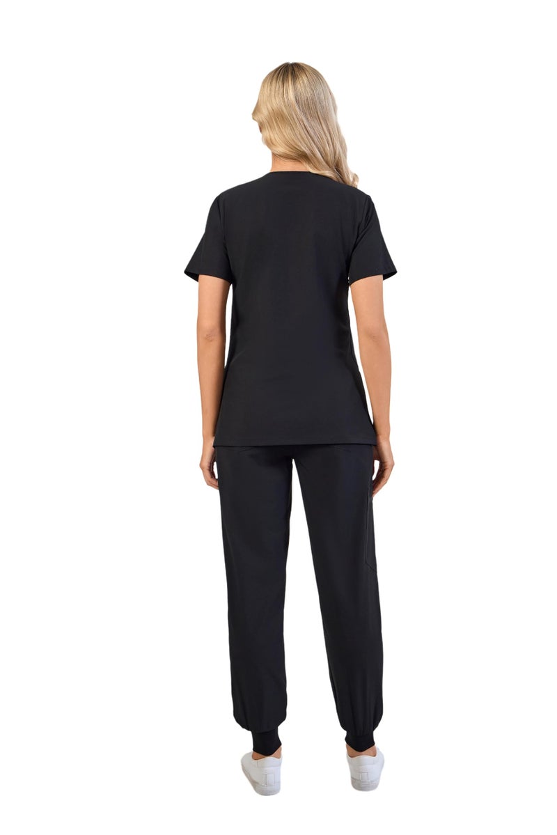 Naivlizer Scrub Set for Women V-Neck Top & Jogger Pants Medical Uniform Suits with 9 Pockets - Image 5