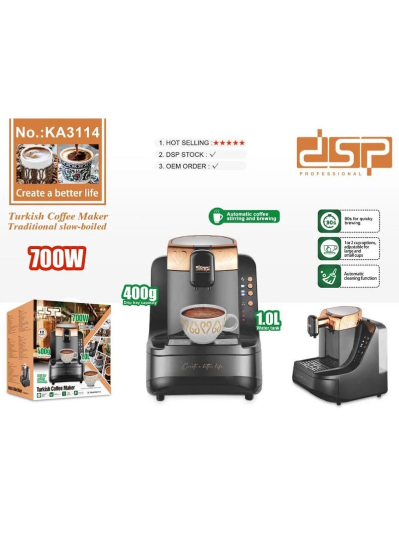 DSP Turkish Coffee Maker | 700W | stainless steel disc | capacity: 1.0L | Detachable head, easy to clean | Automatic coffee stirring | Adjustable water flow | Model KA3114 - Image 2