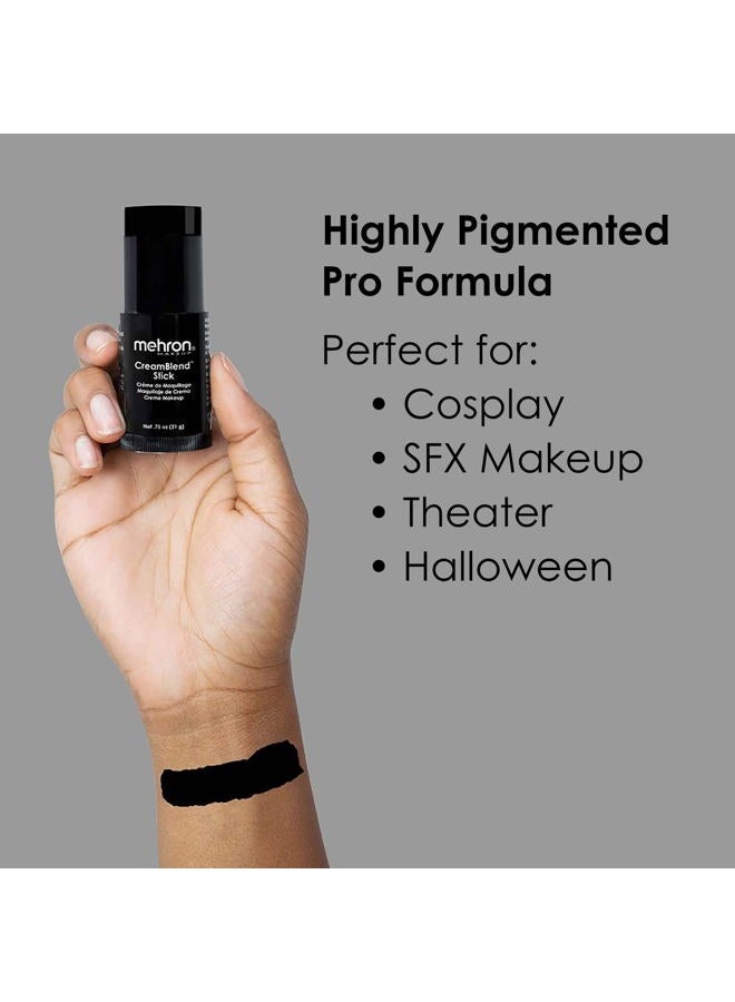 mehron Makeup CreamBlend Stick | Face Paint, Body Paint, & Foundation Cream Makeup | Perfect for Halloween .75 oz (21 g) (Black) - Image 3