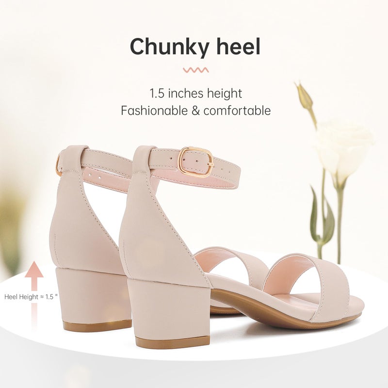 LAURMOSA Girls Nude Heels Tween Dress Shoes Open Toe Dress Sandals Size 3 Kids High Heels Flower Girls Cute Shoes for Wedding Party Pageant Prom Kids Fancy Sandals(L1008NuNude 3) - Image 4