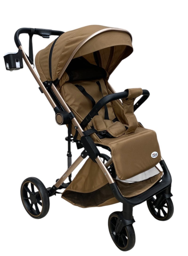 Cullar Premium Baby Stroller for Newborns & Toddlers | Lightweight Foldable Travel Pram with Adjustable Seat, Smooth Suspension Wheels, One-Hand Fold, Cup Holder & Large Storage Basket | Durable & Easy to Maneuver - Image 3