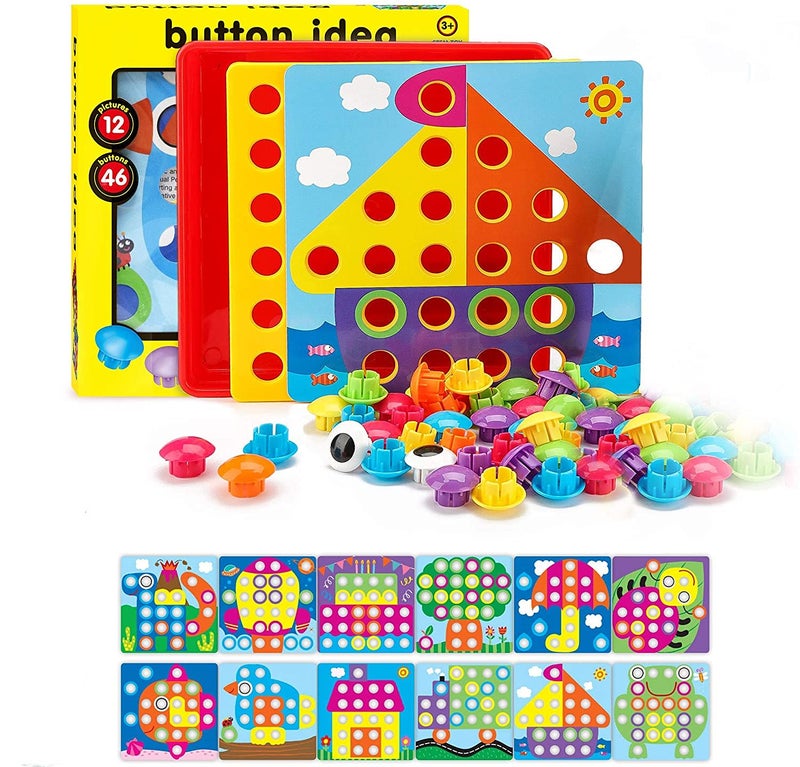 3D الألغاز للأطفال الهدايا الإبداعية الوتد أزرار اللغز الفن الفطر مسمار الفسيفساء Pegboard